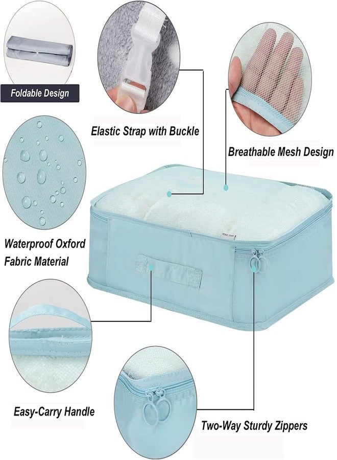 STESHWK Foldable Travel Luggage Organizer Storage Bags With 7 Set Packing Cubes with Shoe Bag for Travel Accessories (Sky Blue) - Image 5
